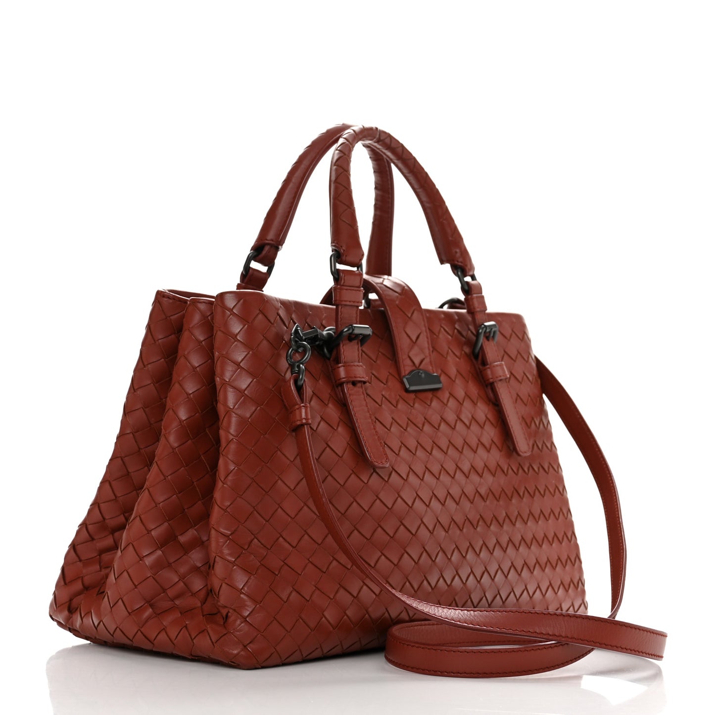Nappa Intrecciato Small Roma Tote Red