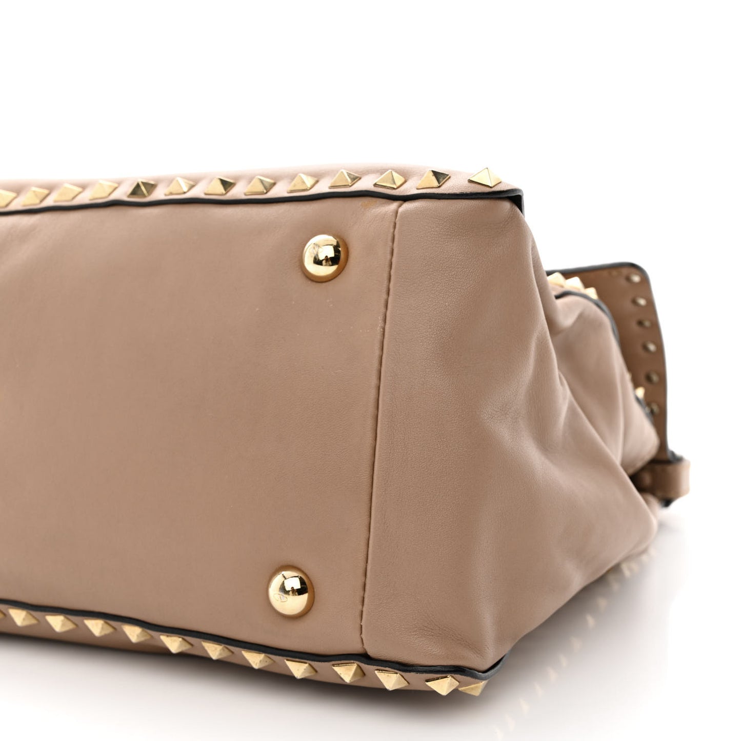 Nappa Rockstud Frame Handle Bag Poudre
