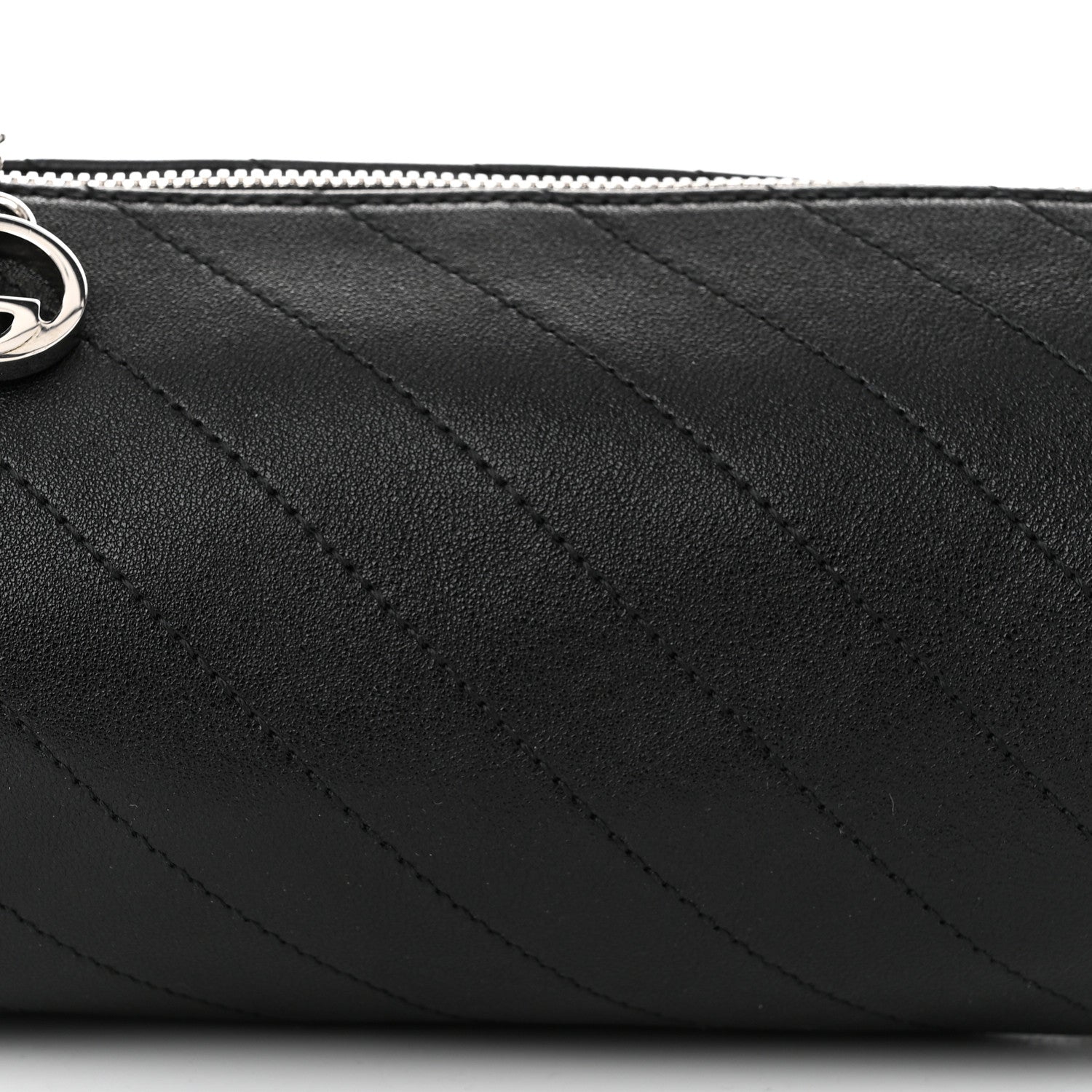 Gucci Sakai Be Green Calfskin Diagonal Stitched Mini Blondie Barrel Shoulder Bag Black 7 of 9