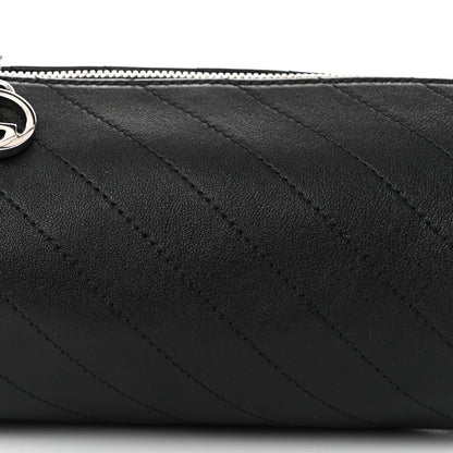 Gucci Sakai Be Green Calfskin Diagonal Stitched Mini Blondie Barrel Shoulder Bag Black 7 of 9