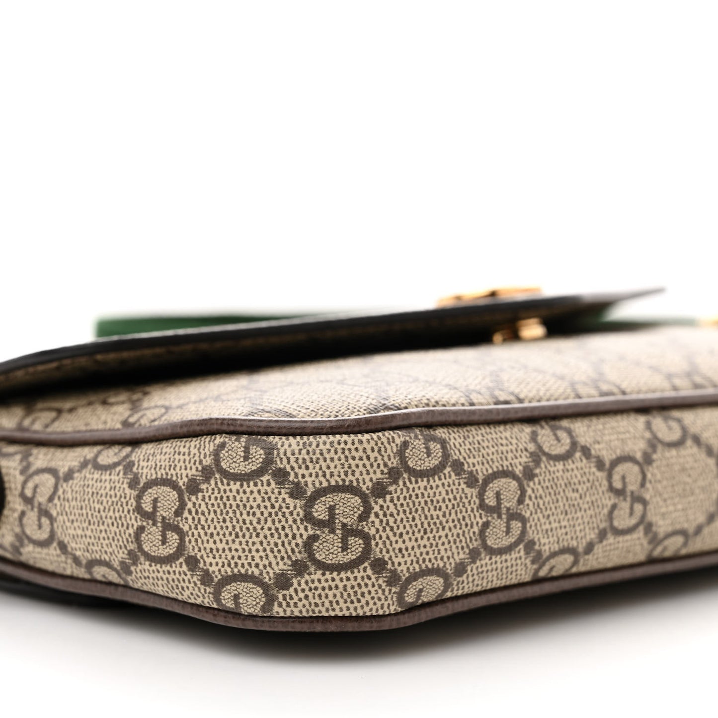 GG Supreme Monogram Textured Dollar Calfskin Web Mini Ophidia Envelope Shoulder Bag Beige Ebony