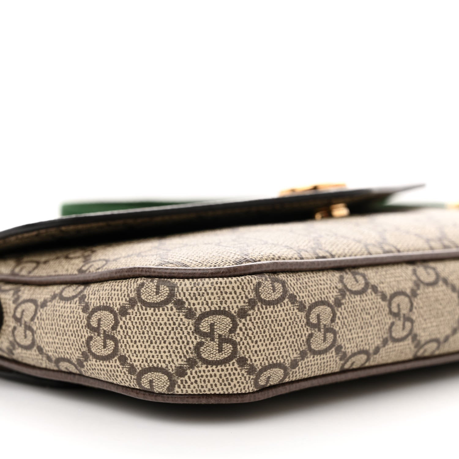 Gucci GG Supreme Monogram Textured Dollar Calfskin Web Mini Ophidia Envelope Shoulder Bag Beige Ebony 9 of 11