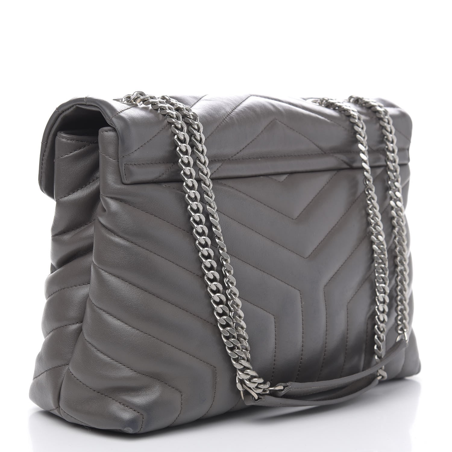 Saint Laurent Calfskin Y Quilted Monogram Medium Loulou Chain Satchel Asphalt 3 of 16