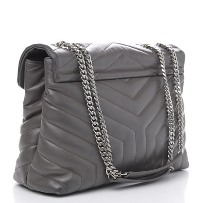 Saint Laurent Calfskin Y Quilted Monogram Medium Loulou Chain Satchel Asphalt 3 of 16