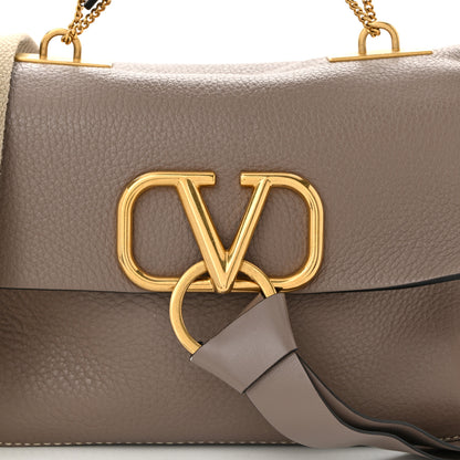 Valentino Garavani Pebbled Calfskin Small VRing Tassel Shoulder Bag Poudre 7 of 9
