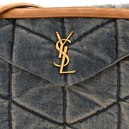 Saint Laurent Denim Quilted Medium Loulou Puffer Monogram Chain Satchel Blue Cinnamon 8 of 10