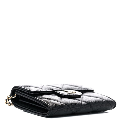 Chanel Caviar Quilted Flap Card Holder On Chain Black 4 of 11