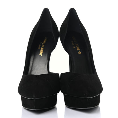 Saint Laurent Suede Janis 105 D'Orsay Pumps 37.5 Black 2 of 9