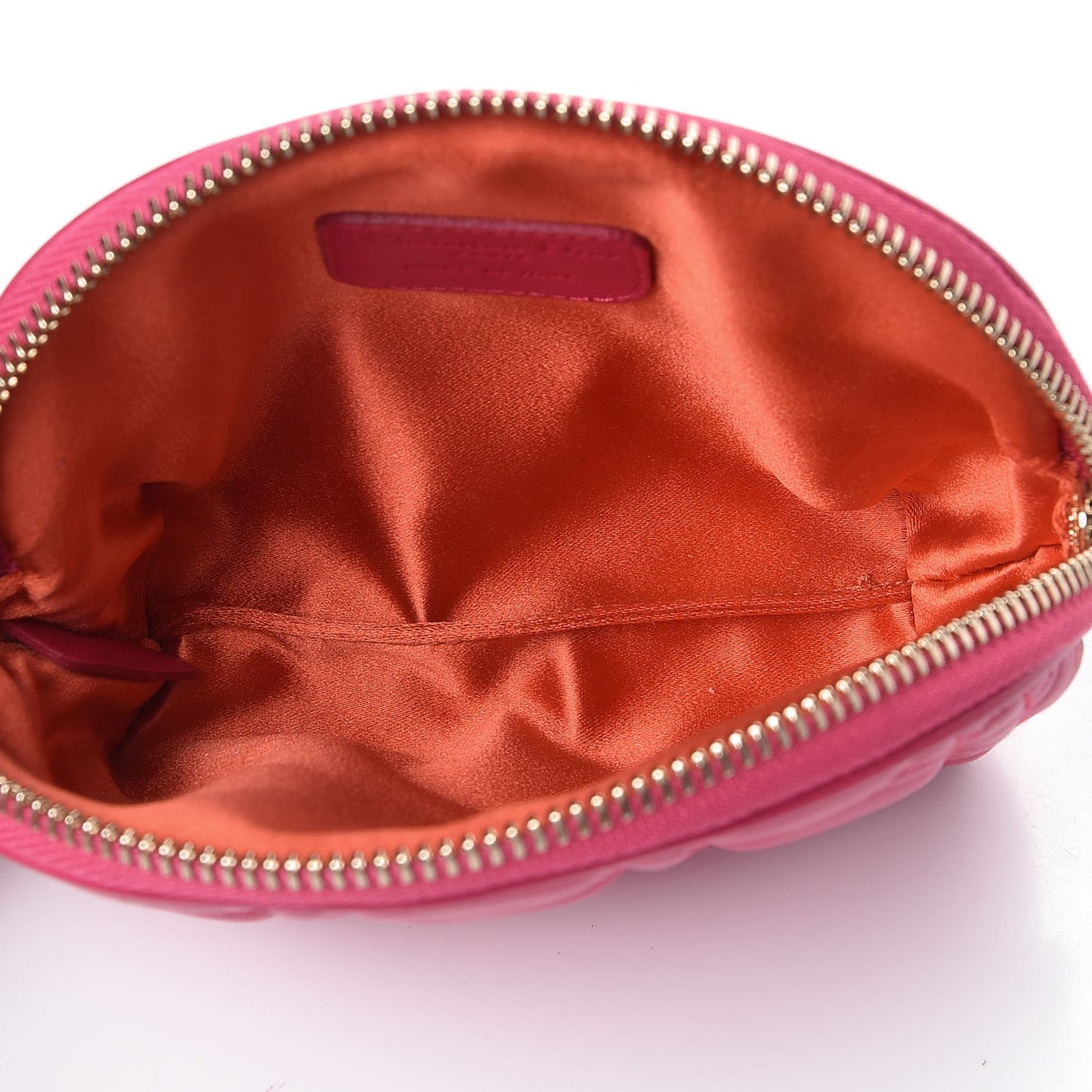 Lambskin Cannage Cosmetic Case Fuchsia