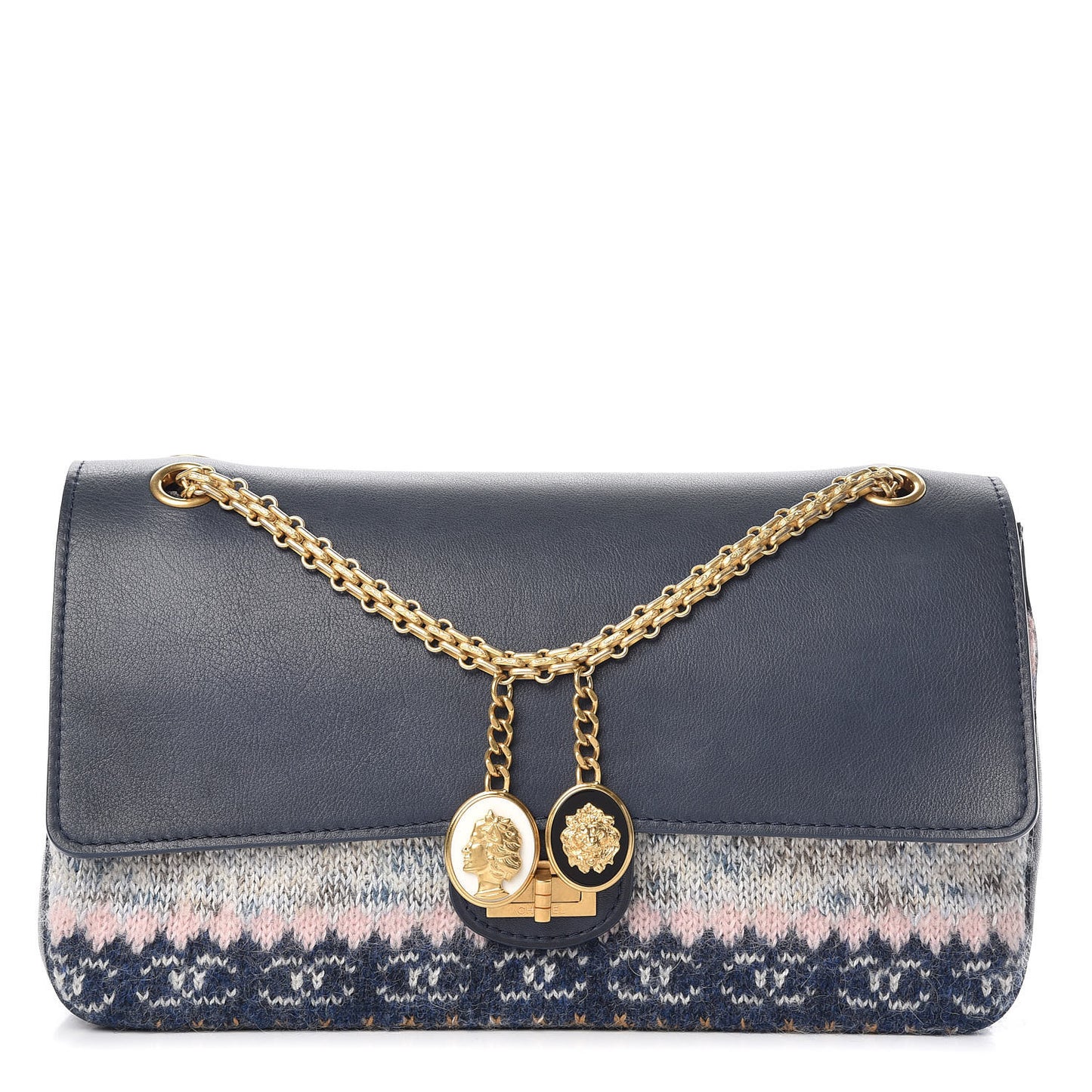 Smooth Calfskin Knit Nude 2.55 Reissue 226 Flap Navy