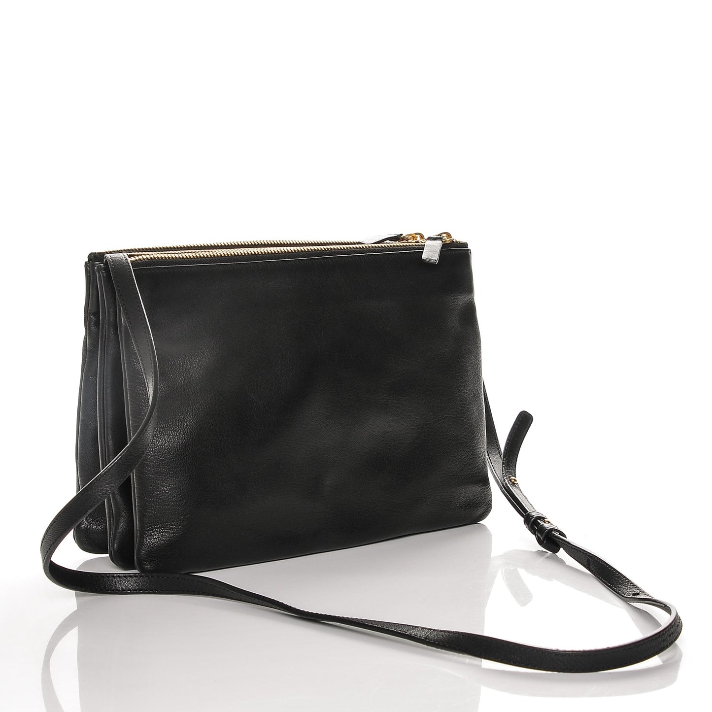 Lambskin Large Trio Crossbody Bag Black