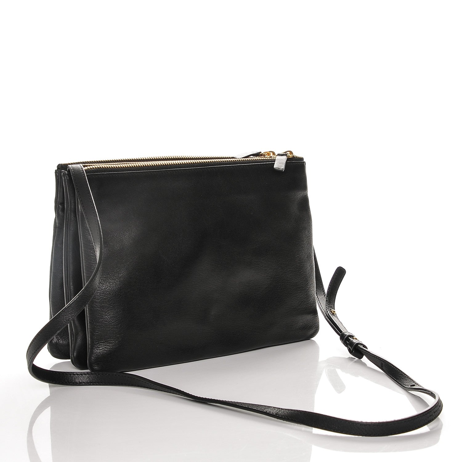 Celine Lambskin Large Trio Crossbody Bag Black 3 of 8