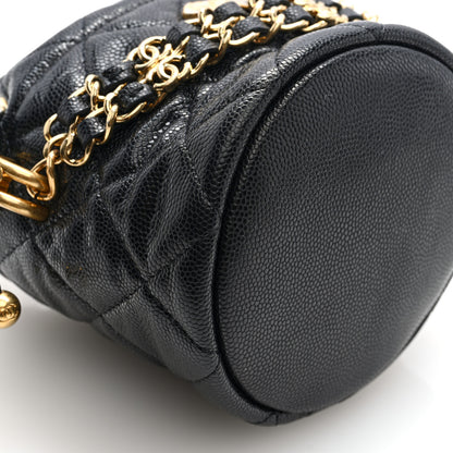 Chanel Caviar Quilted Coco First Bucket Clutch With Chain Black 9 of 10