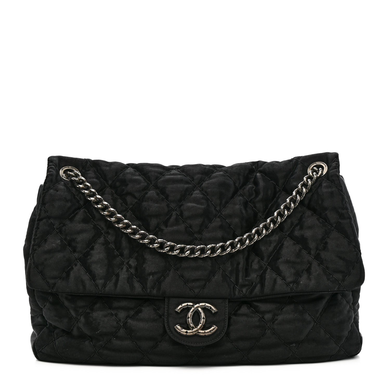 Chanel Satin Quilted XL Flap Black 1 of 10