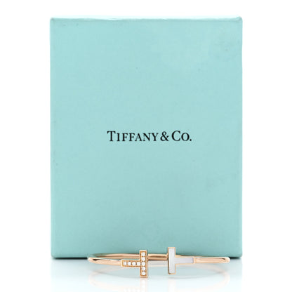 Tiffany 18K Rose Gold Diamond Mother of Pearl T Wire Bracelet 5 of 5