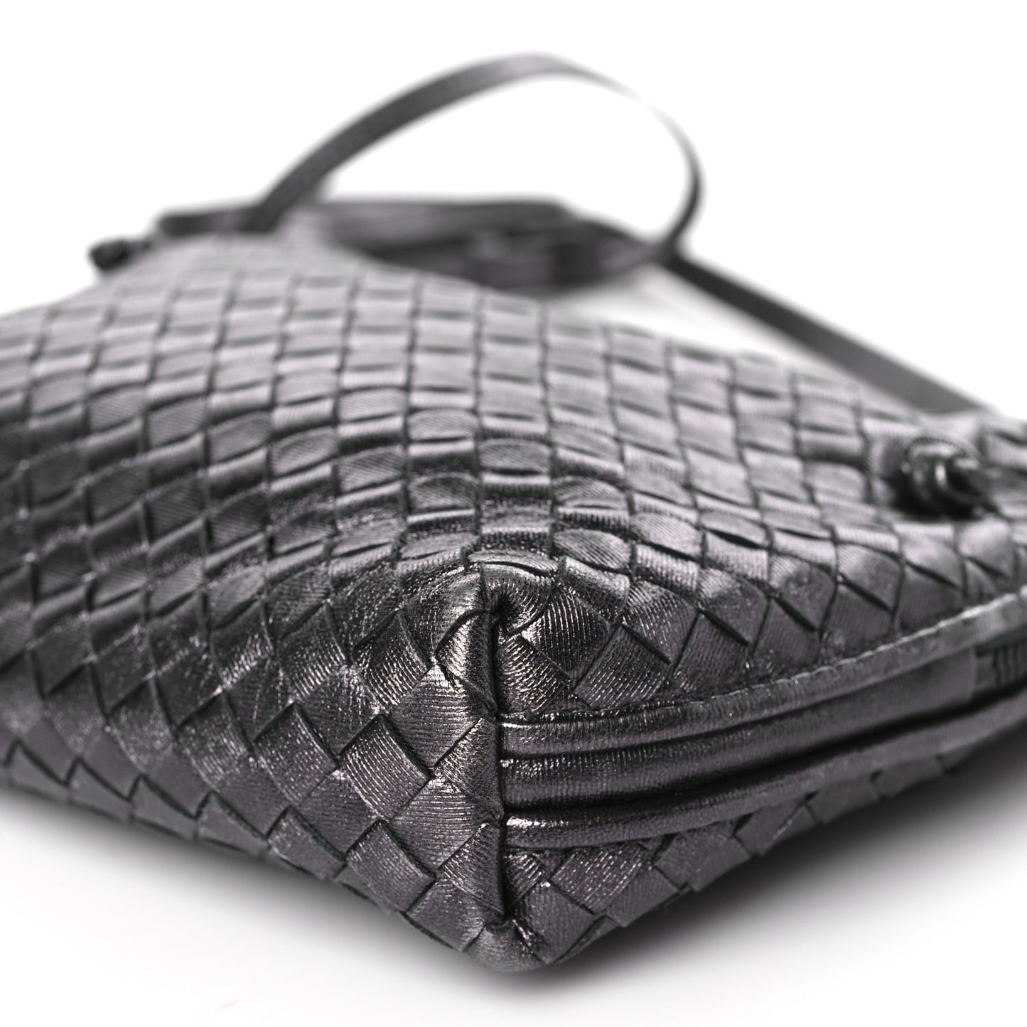 Metallic Grosgrain Intrecciato Nodini Crossbody Messenger Dark Grey