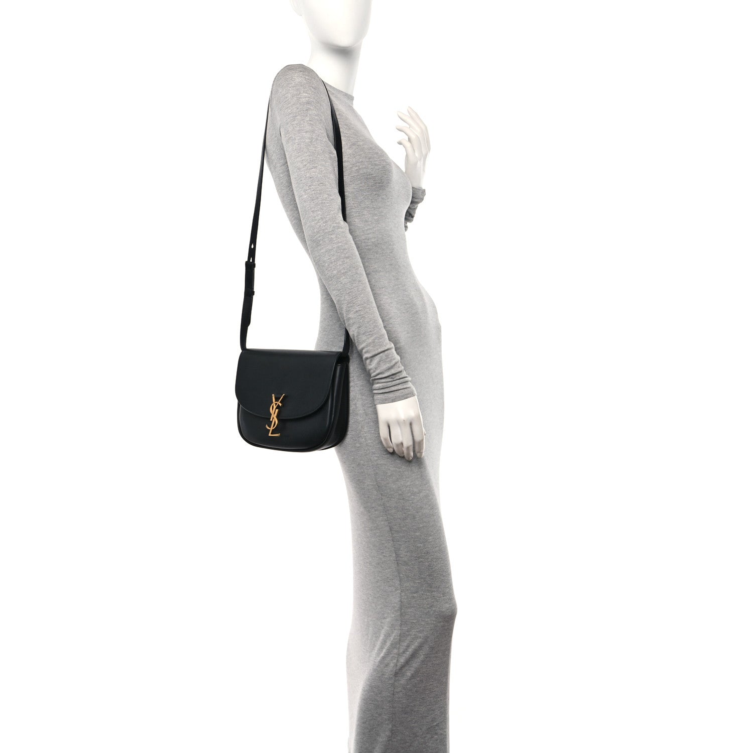 Saint Laurent Smooth Calfskin Monogram Medium Kaia Satchel Black 2 of 10