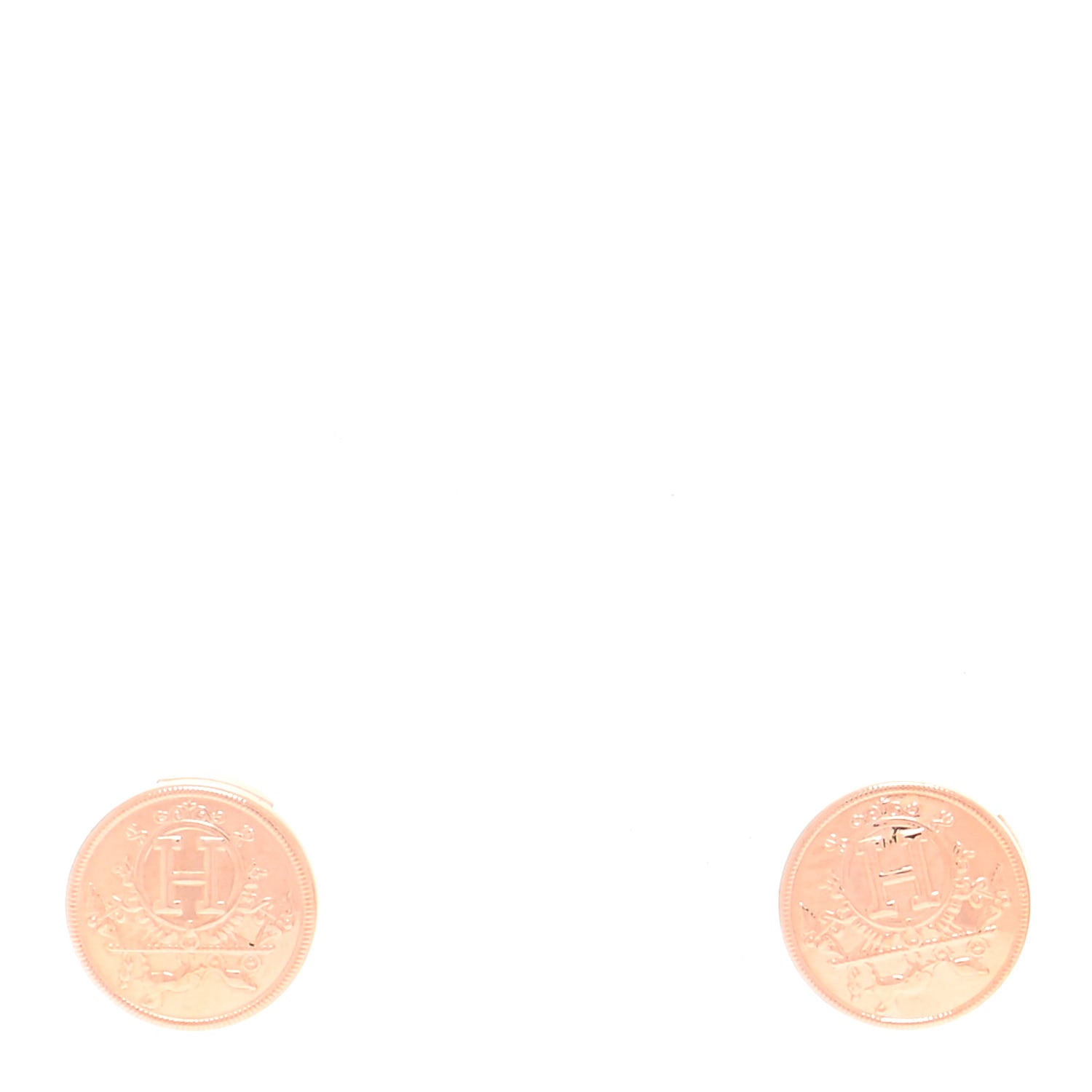 Hermes 18K Rose Gold TPM Ex-Libris Stud Earrings 1 of 7