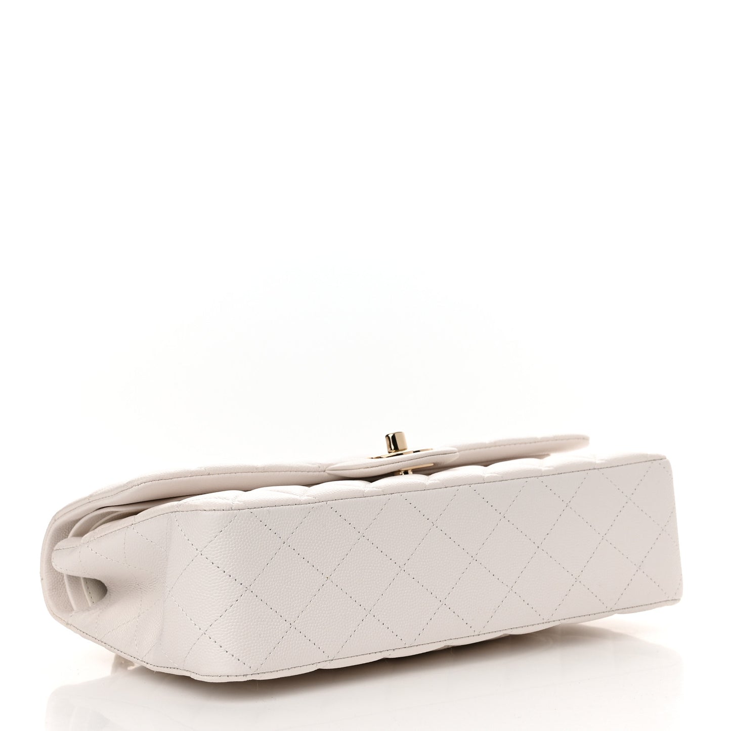 Caviar Quilted Medium Double Flap White