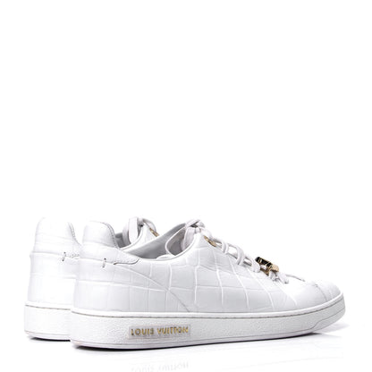 Louis Vuitton Calfskin Crocodile Embossed Frontrow Sneakers 38 White 3 of 6
