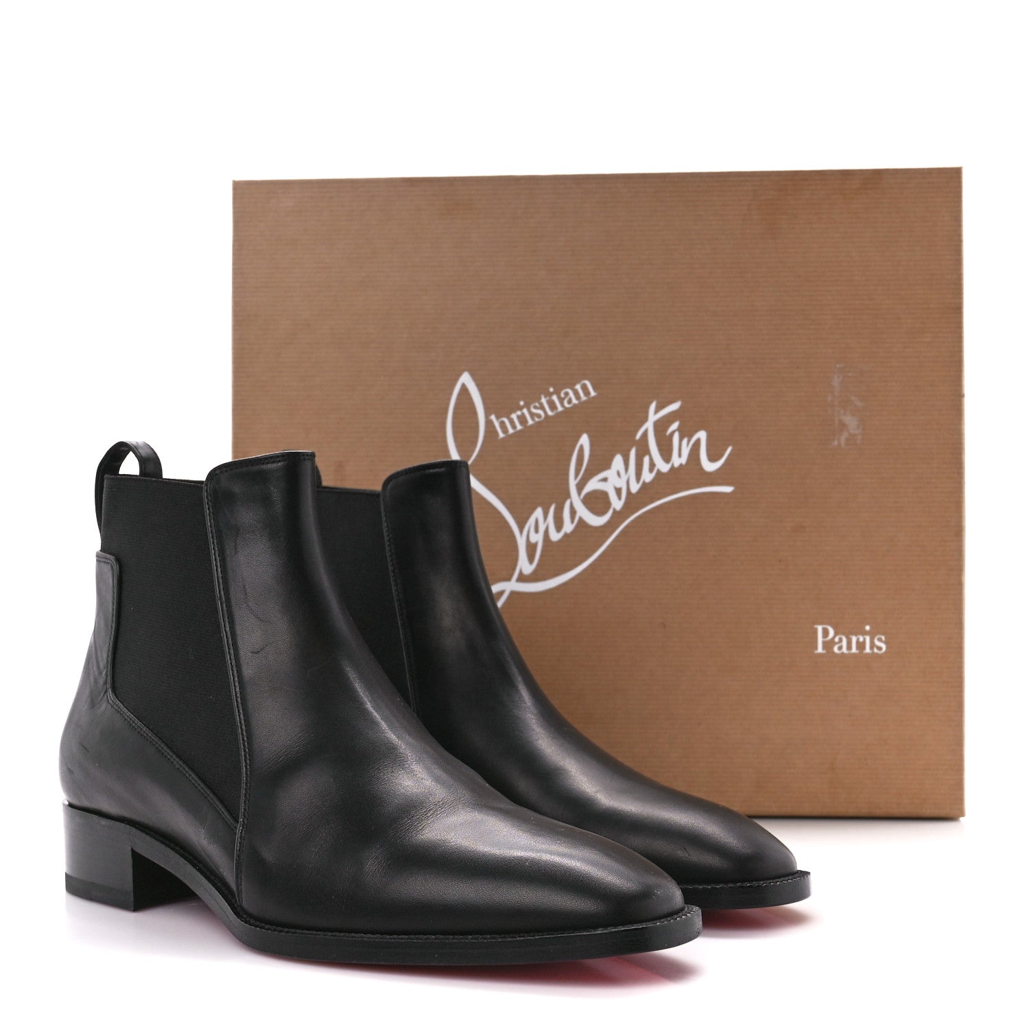 Christian Louboutin Calfskin Ingrassato Womens Marmada Flat Chelsea Boots 36.5 Black 8 of 8