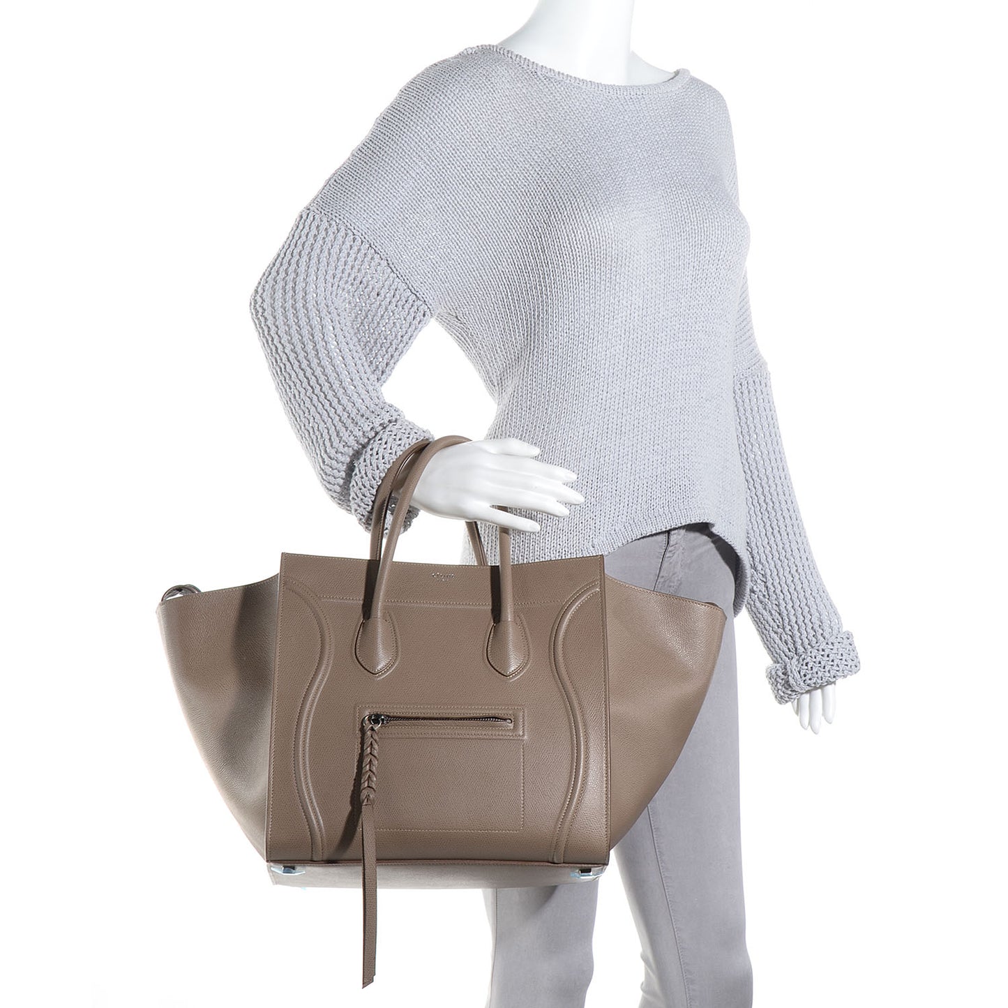 Grained Calfskin Medium Phantom Luggage Taupe