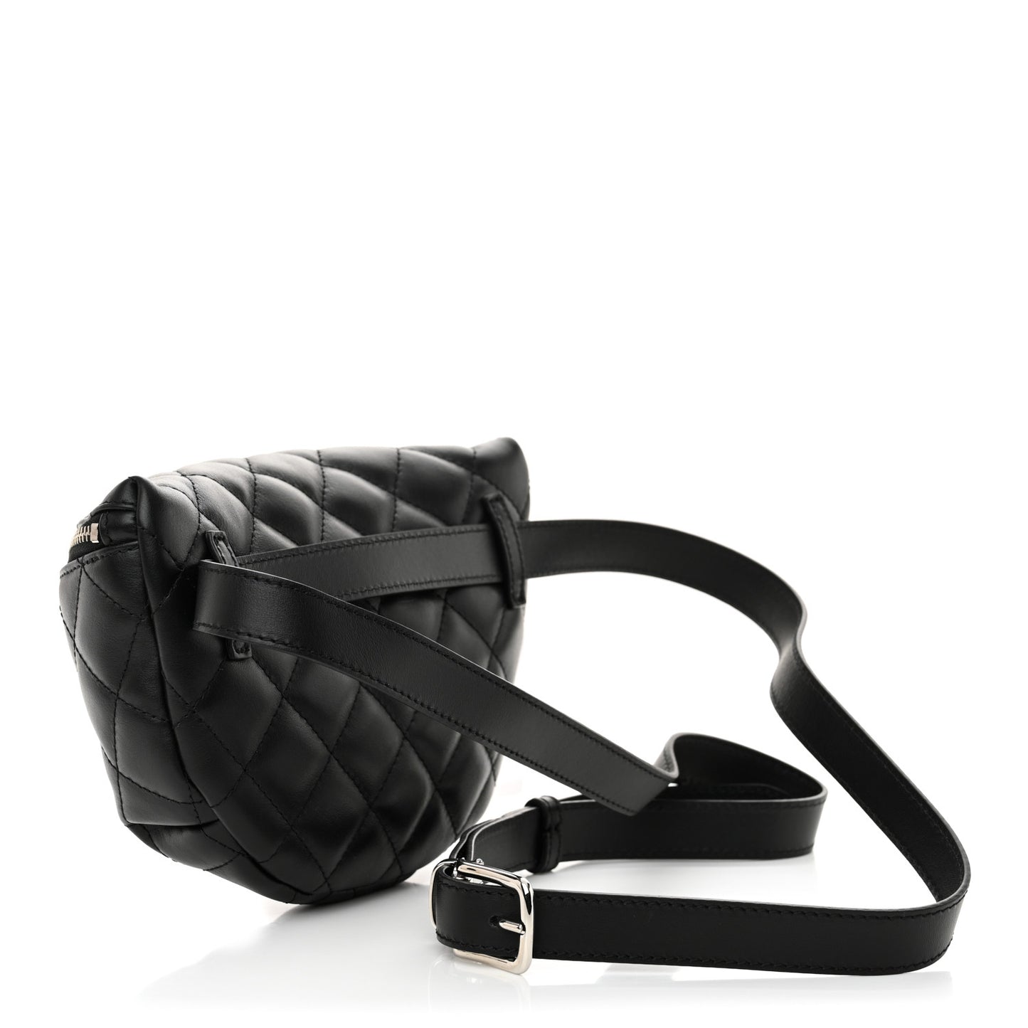 Calfskin Quilted Waist Belt Bag Black