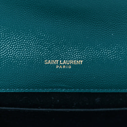 Saint Laurent Grain De Poudre Textured Mixed Matelasse Triquilt Monogram Clutch Sea Turquois 6 of 11
