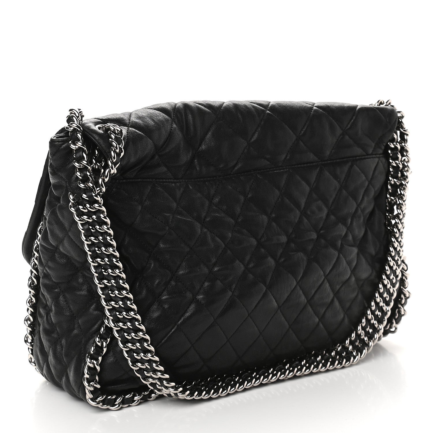 Chanel Washed Lambskin Quilted Maxi Chain Around Flap Black 3 of 9