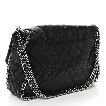 Chanel Washed Lambskin Quilted Maxi Chain Around Flap Black 3 of 9