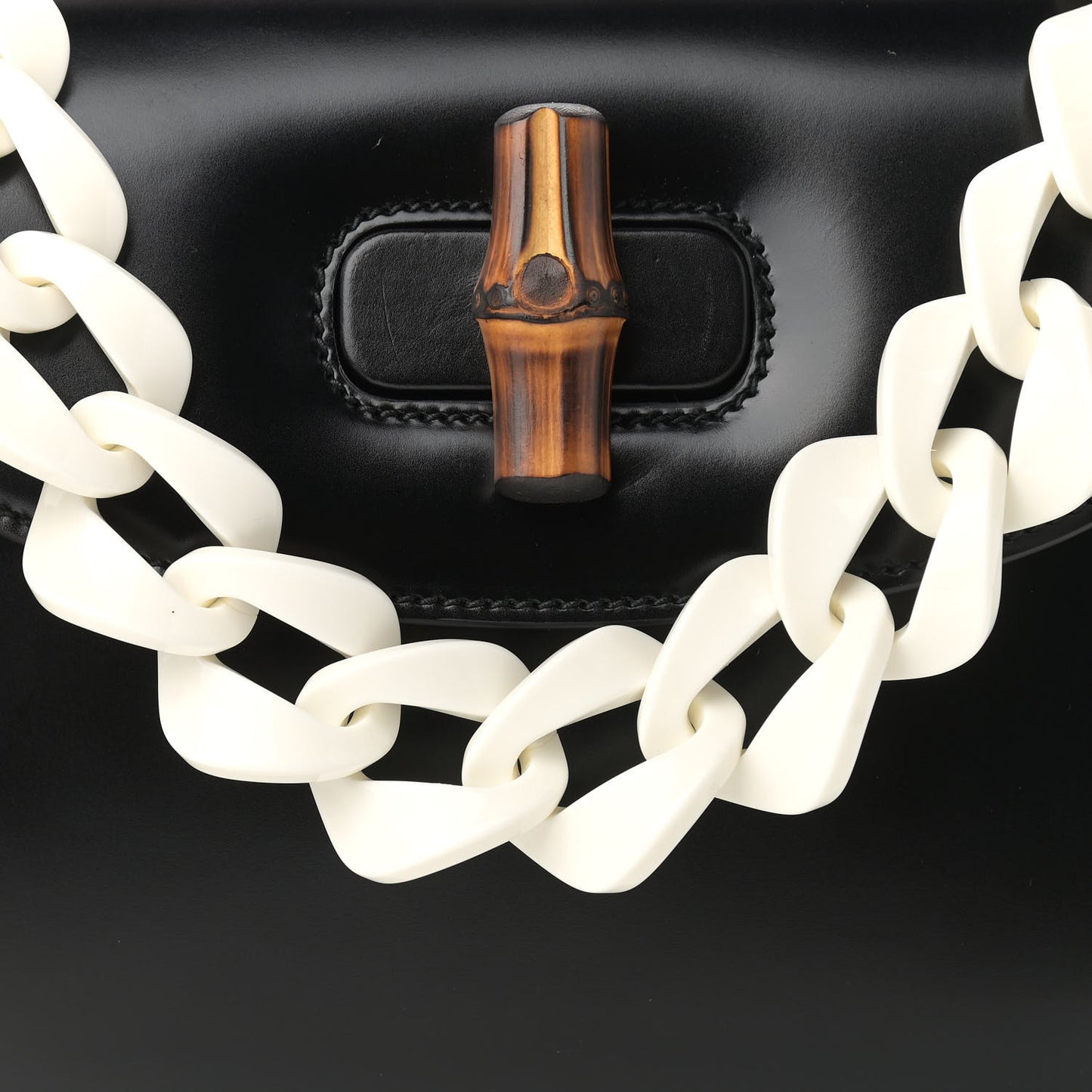 Calfskin Plexiglass Medium Classic 2 Top Handle Bag Black