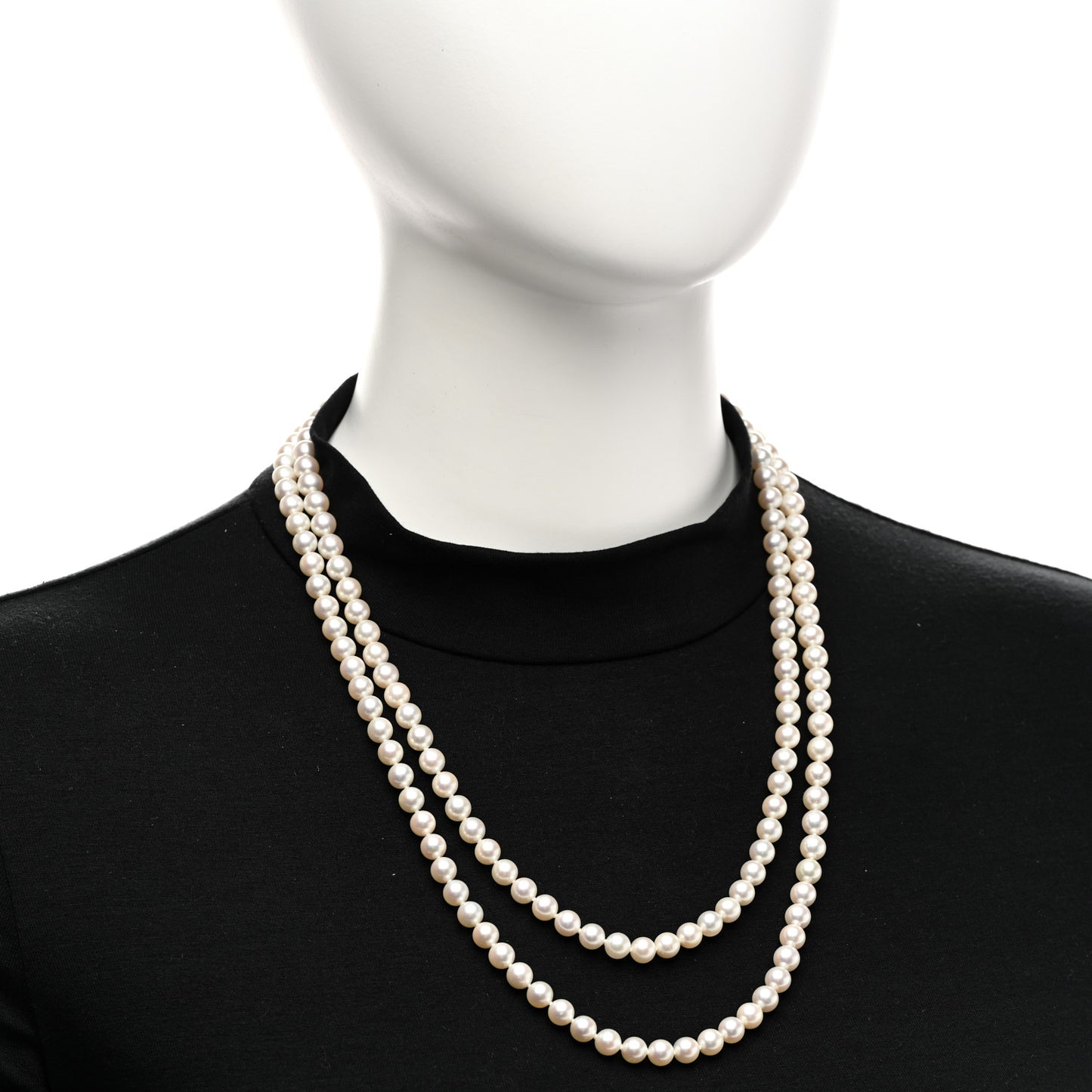 14K White Gold Akoya Cultured Pearl 6.5-7mm Double Strand Necklace