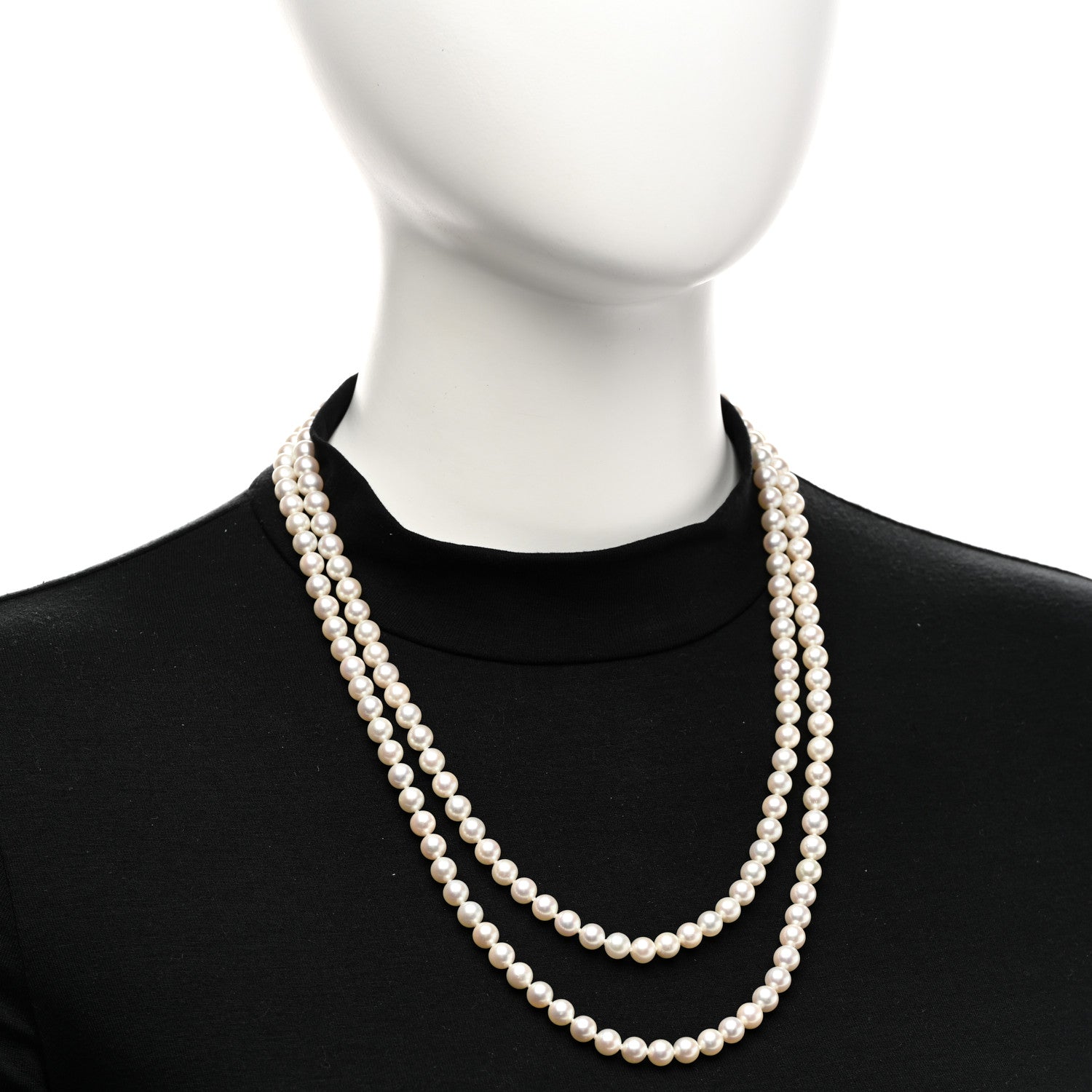 Mikimoto 14K White Gold Akoya Cultured Pearl 6.5-7mm Double Strand Necklace 2 of 5