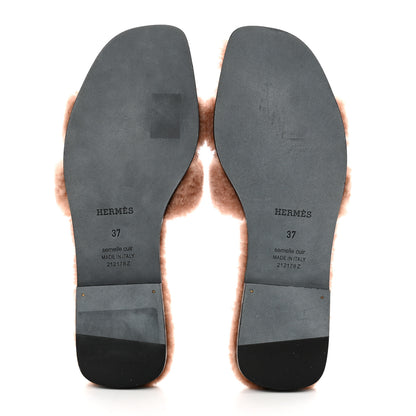 Hermes Woolskin Oran Sandals 37 Rose Aube 5 of 8