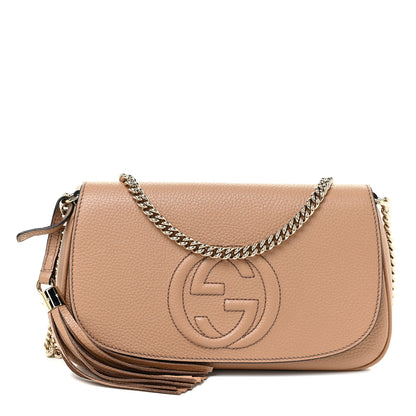 Gucci Pebbled Calfskin Medium Soho Flap Crossbody Camelia 1 of 11