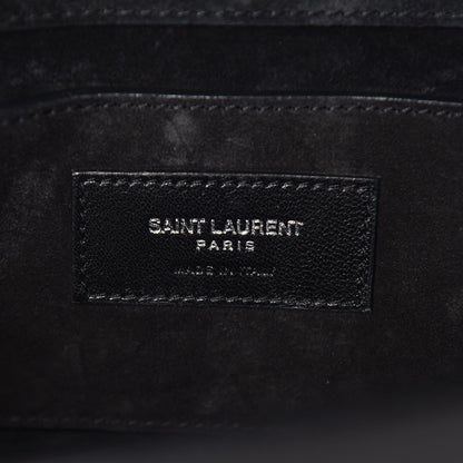 Saint Laurent Calfskin Fringe Medium Snake Monogram Satchel Black 8 of 9