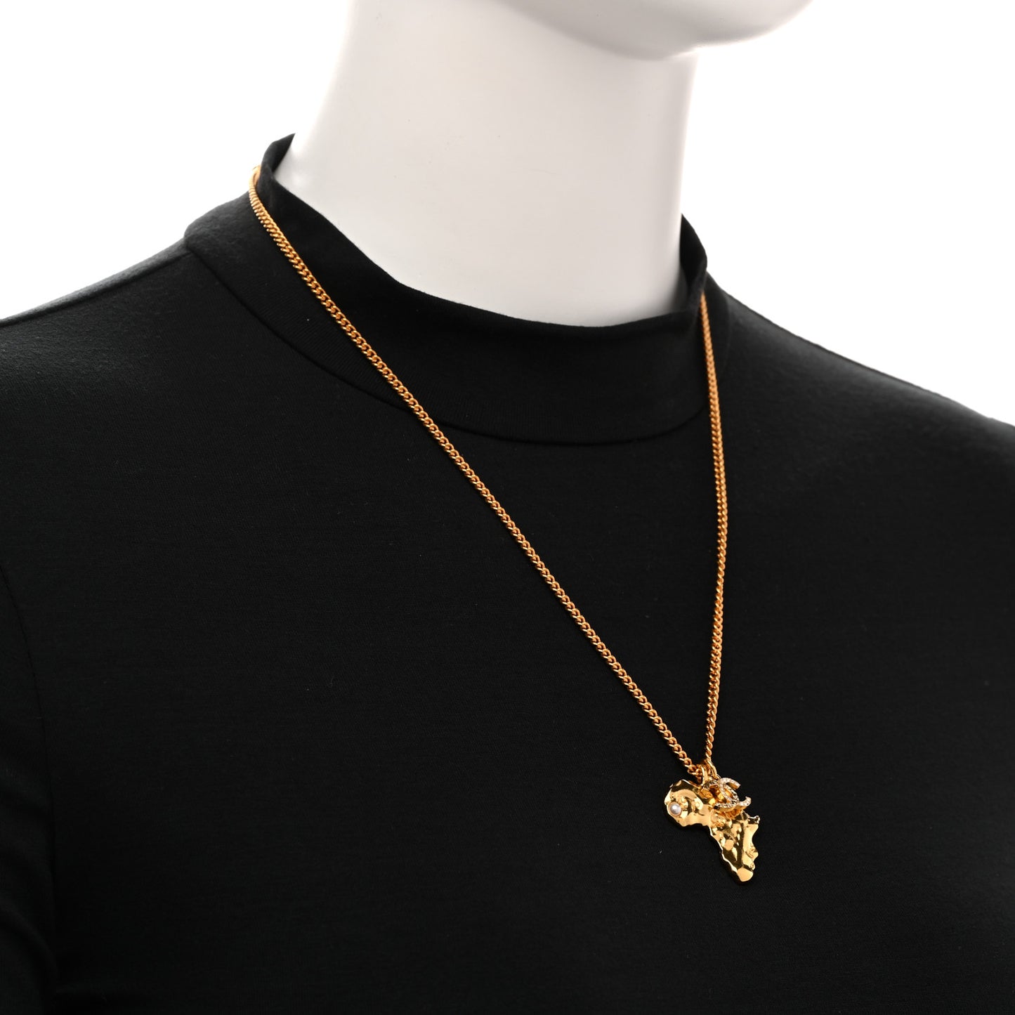 Crystal Pearl CC Africa Pendant Necklace Gold White