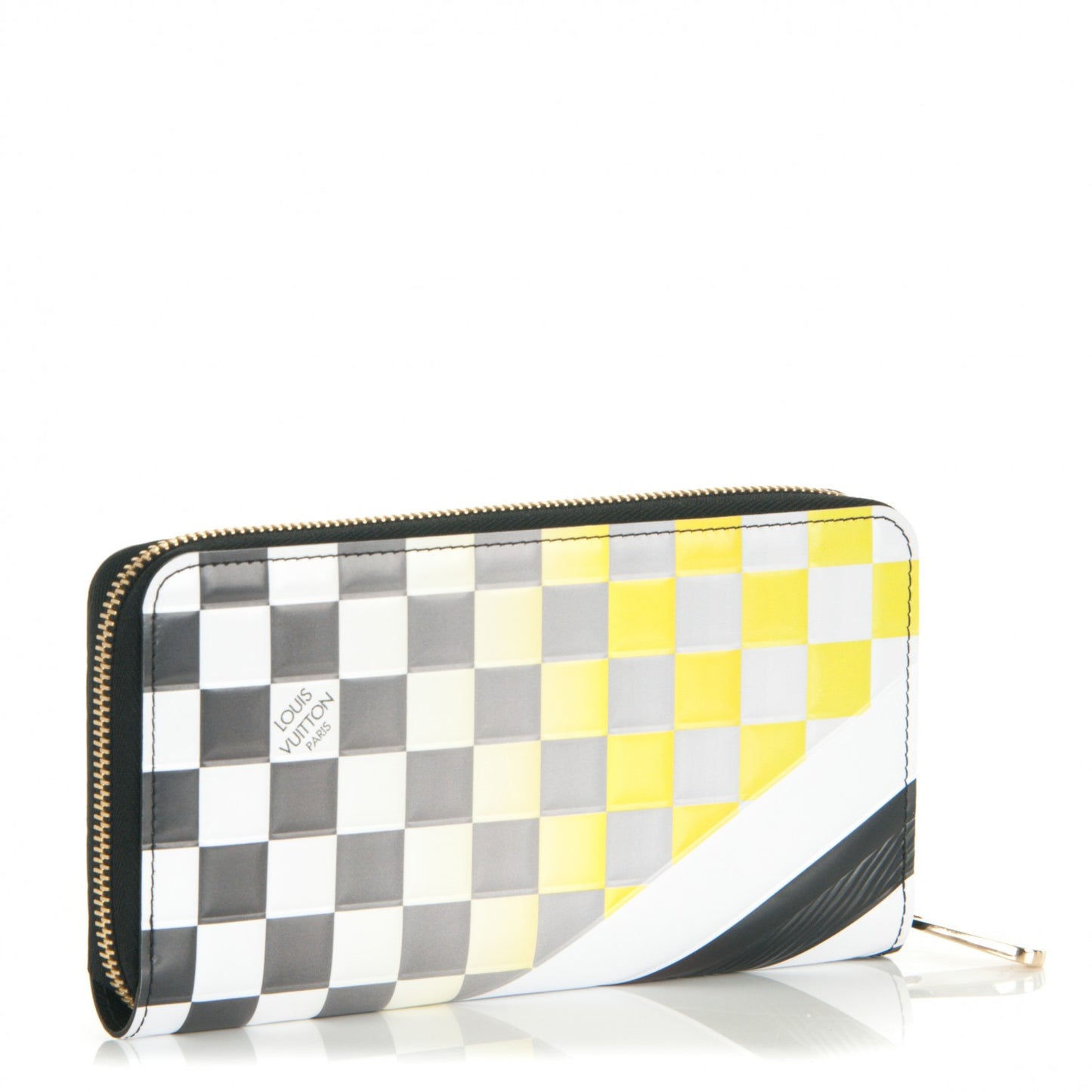 Epi Damier Race Zippy Wallet Black Yellow