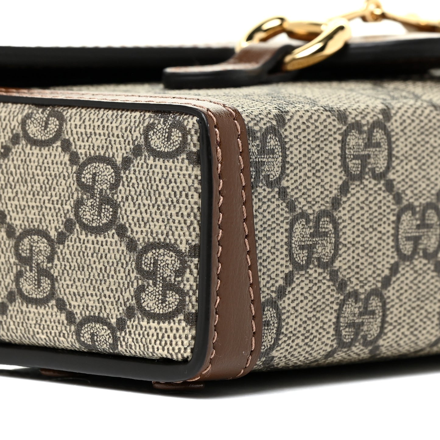 GG Supreme Monogram Mini Horsebit 1955 Shoulder Bag Beige Brown Sugar