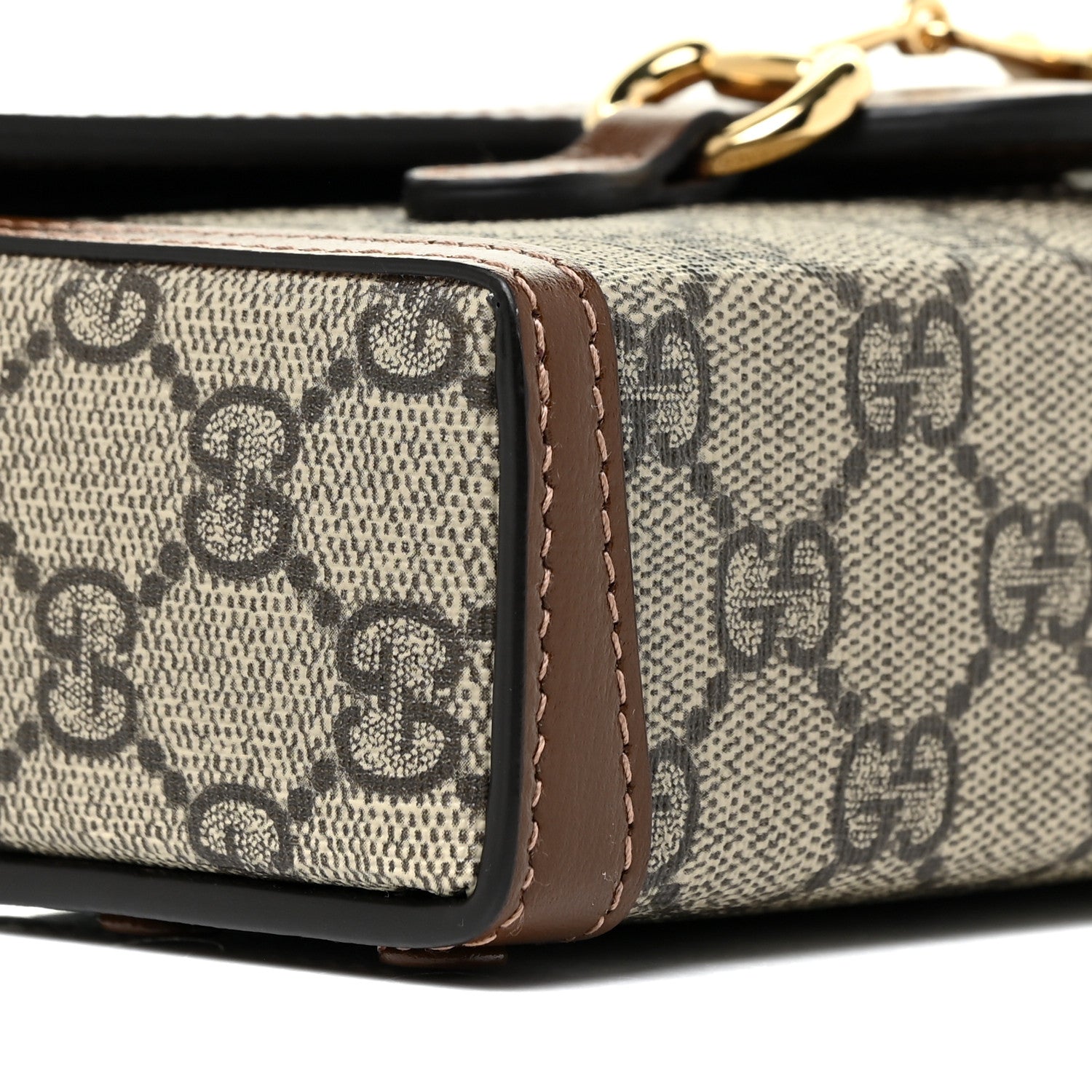 Gucci GG Supreme Monogram Mini Horsebit 1955 Shoulder Bag Beige Brown Sugar 9 of 10