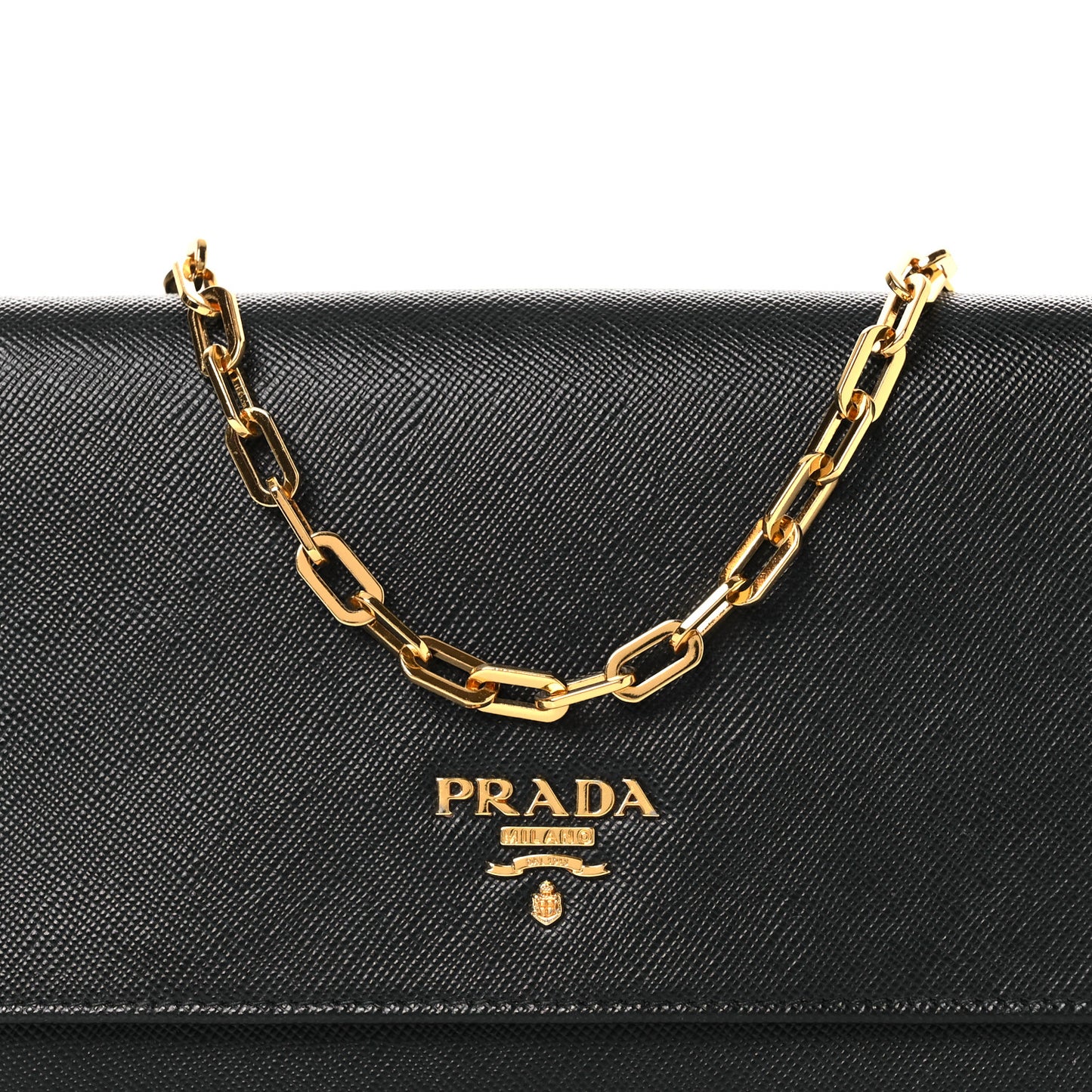 Saffiano Metal Large Chain Wallet Black
