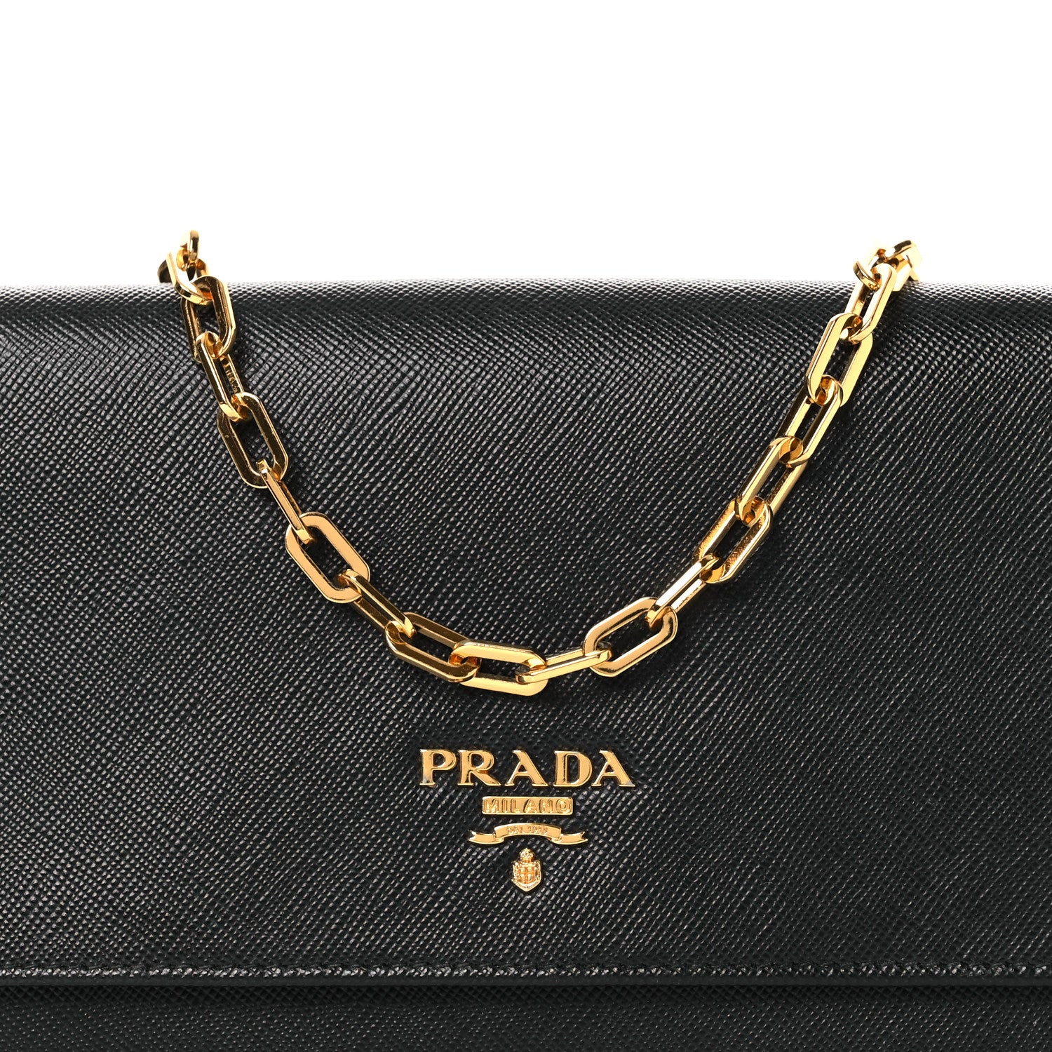 Prada Saffiano Metal Large Chain Wallet Black 8 of 13