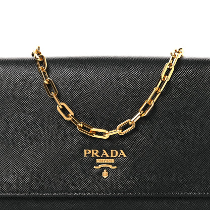 Prada Saffiano Metal Large Chain Wallet Black 8 of 13