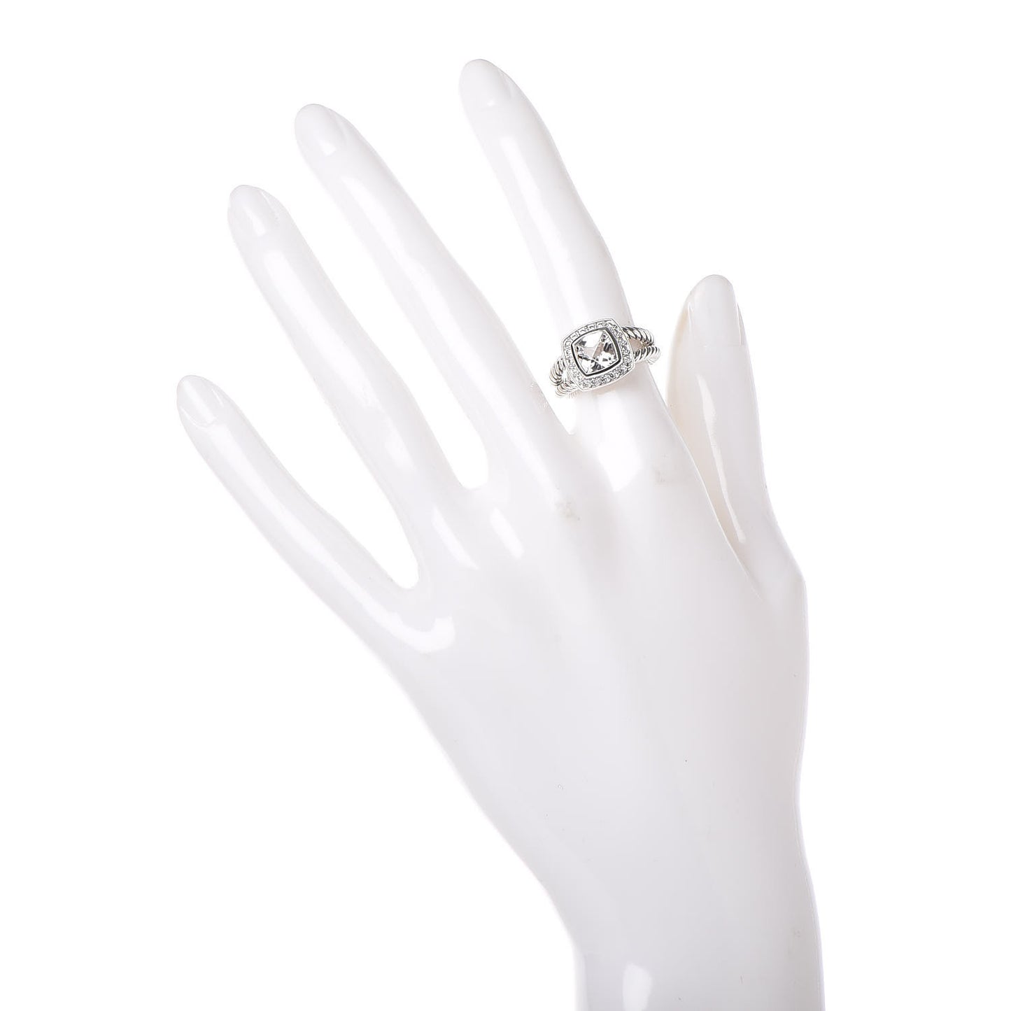 Sterling Silver Diamond White Topaz 7mm Petite Albion Ring 48 4.5