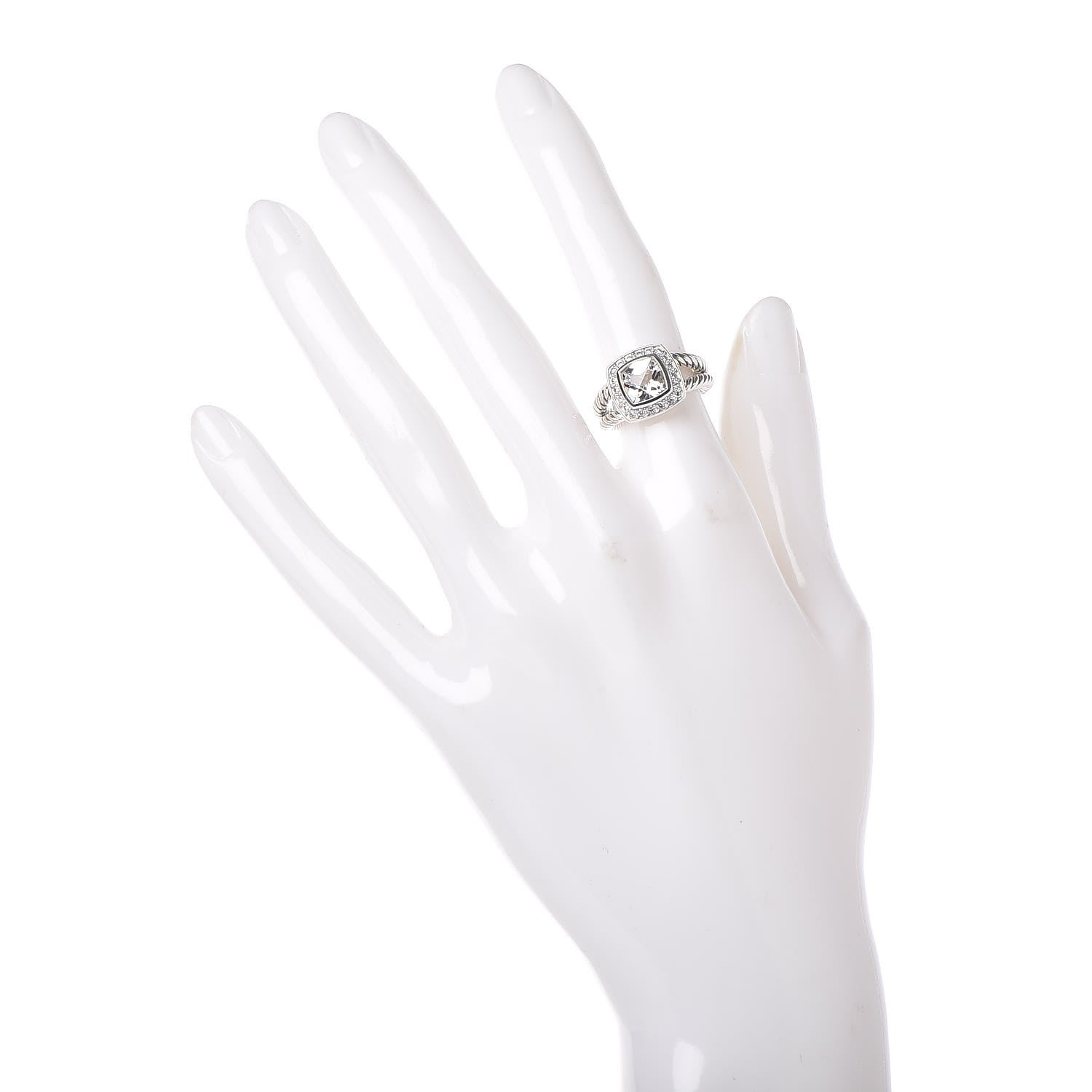 David Yurman Sterling Silver Diamond White Topaz 7mm Petite Albion Ring 48 4.5 2 of 6