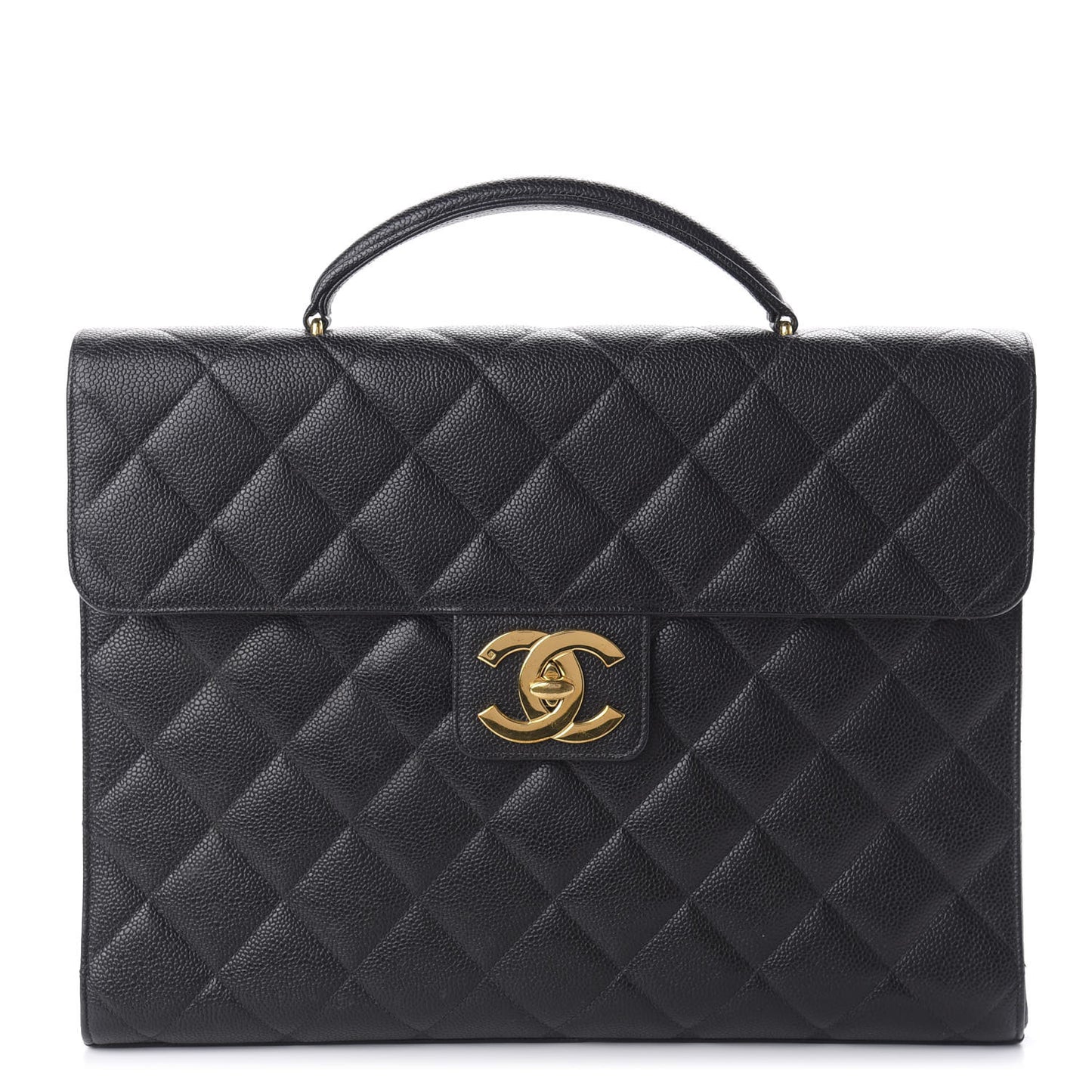 Caviar Quilted Briefcase Laptop Bag Black