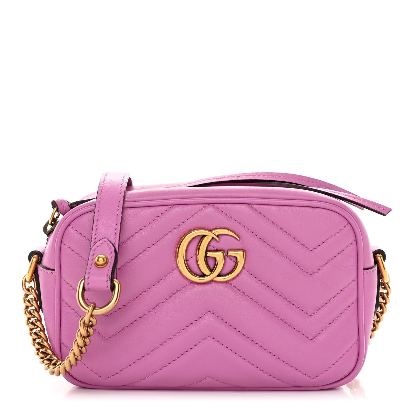 Calfskin Matelasse Mini GG Marmont Chain Shoulder Bag Candy Mousse