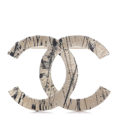 Chanel Matte Jackson Pollock Splattered Paint CC Brooch Gold Black 1 of 3