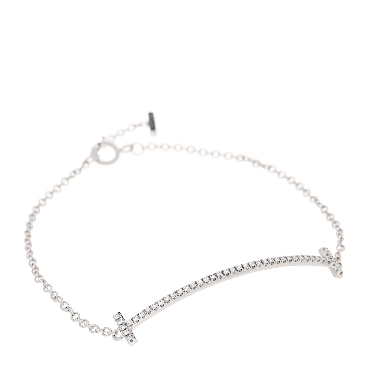 18K White Gold Diamond T Smile Bracelet