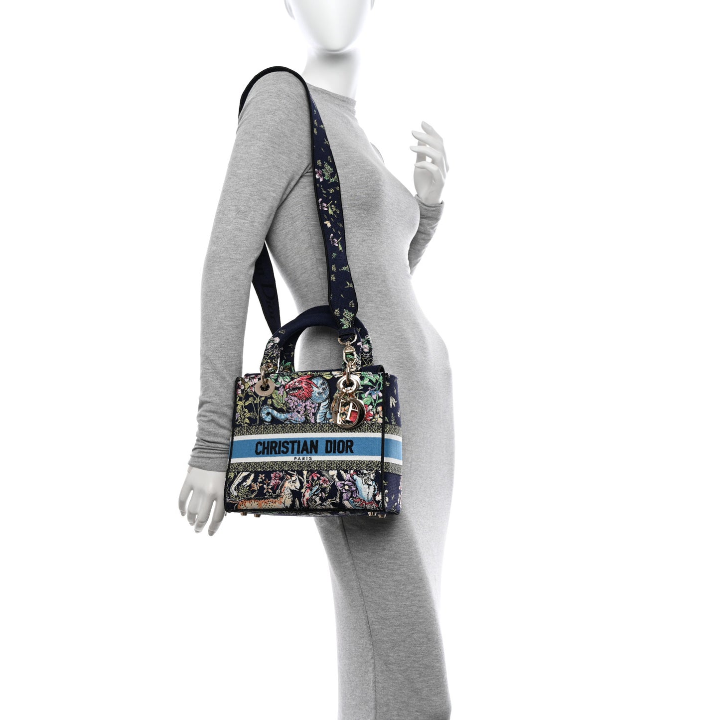 Canvas D-Constellation Embroidered Medium Lady D-Lite Bleu Multicolor